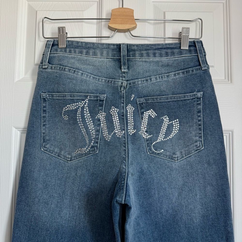 NEW Juicy Couture Lunita Jeans Relaxed Wide Leg Bling Rhinestones Size 5/27 - Picture 5 of 10